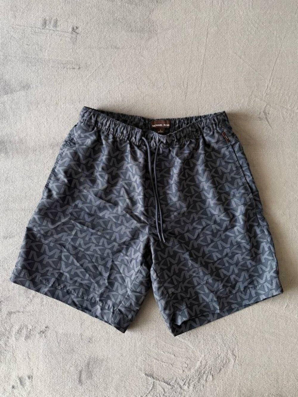 Michael Kors swim trunks men’s small stretch drawstring shorts MK all over print